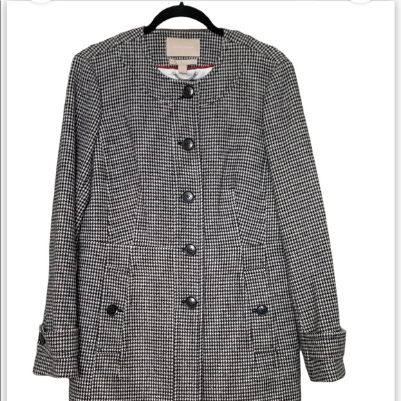 Banana Republic - Houndstooth Black & White Wool Pea Coat - Picture 5 of 7